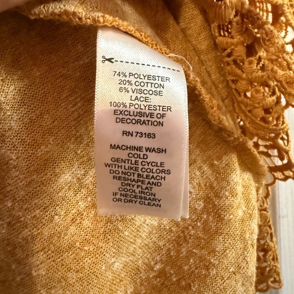 Cupio Mustard Lace Hem Blouse - Picture 2 of 5